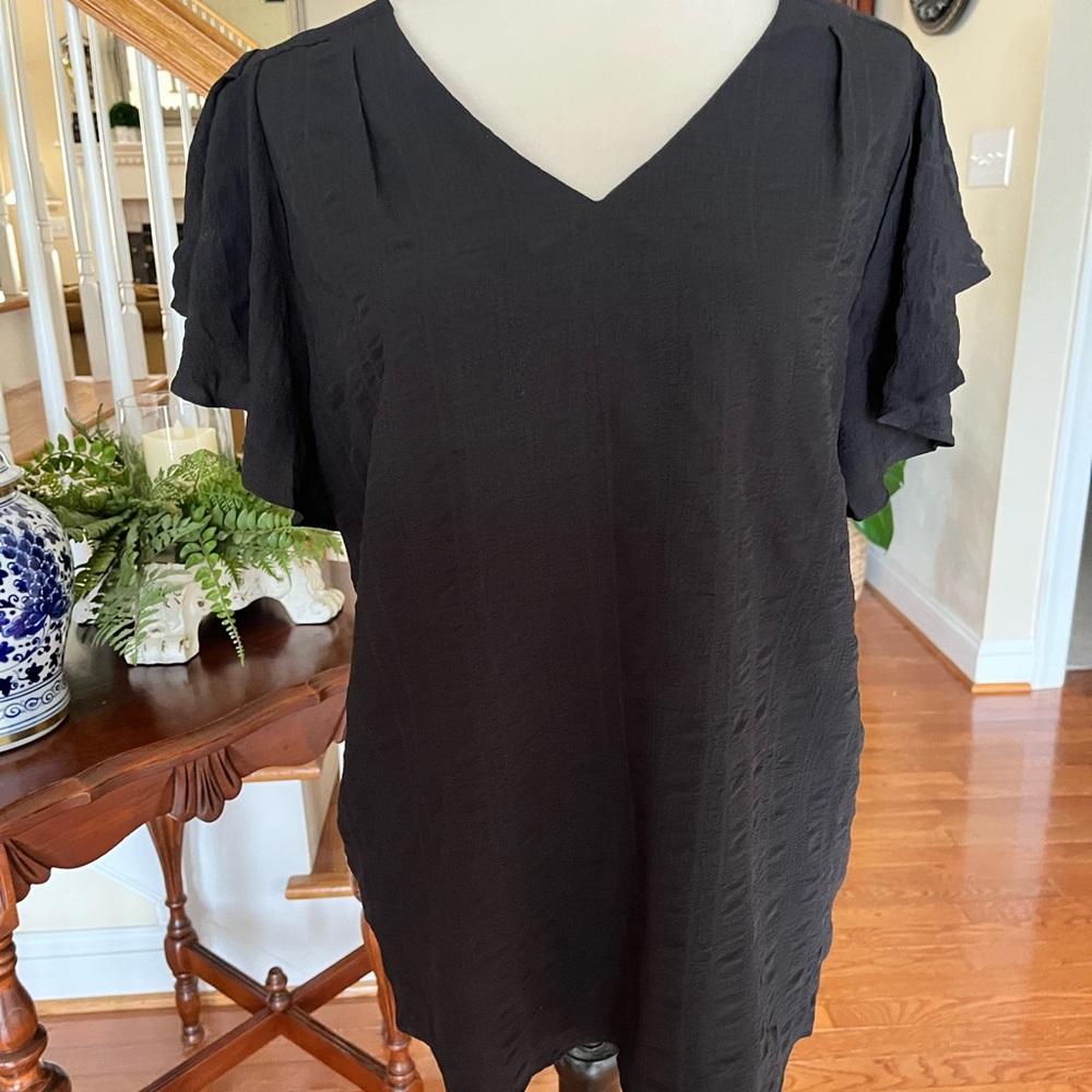 Counterparts Black Flutter Sleeve Blouse